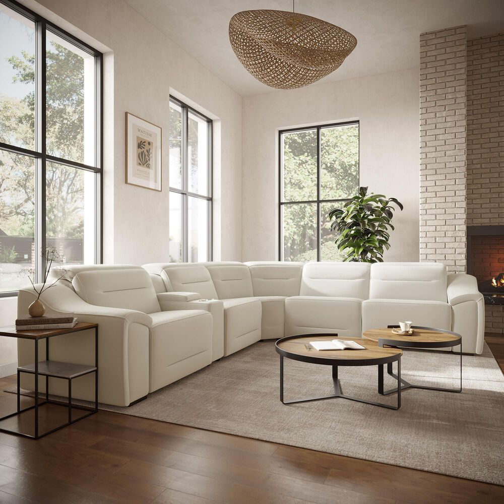 Interlochen 6-Piece Power Reclining L-Shaped Sectional with Power Headrest in Ice White, , large