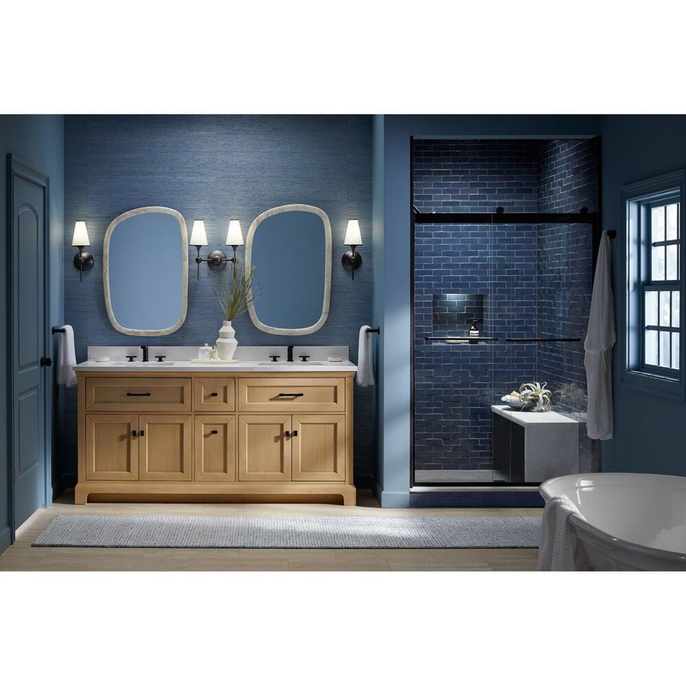 Kohler Charlemont 72&quot; Double Bathroom Vanity in Light Oak with 3 cm White Quartz Top and Rectangular Sinks, , large