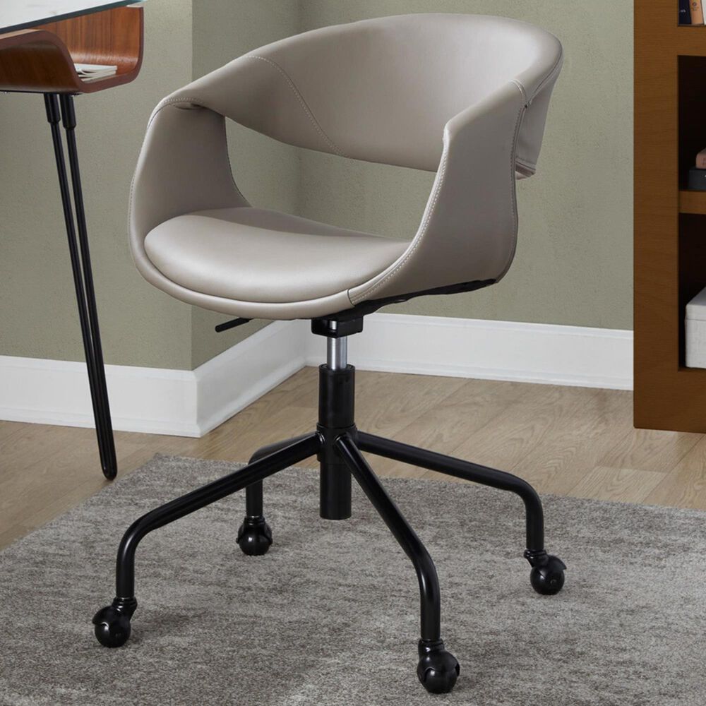 Lumisource Curvo Task Chair with Light Grey Cushion in Black, , large