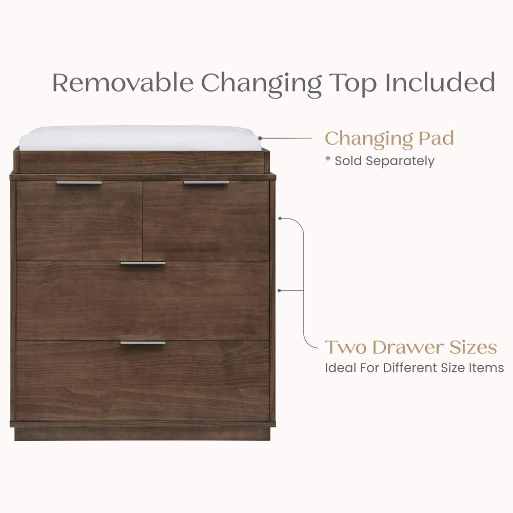 Delta Children Forever 4-Drawer Dresser with Changing Top in Teak Brown, , large