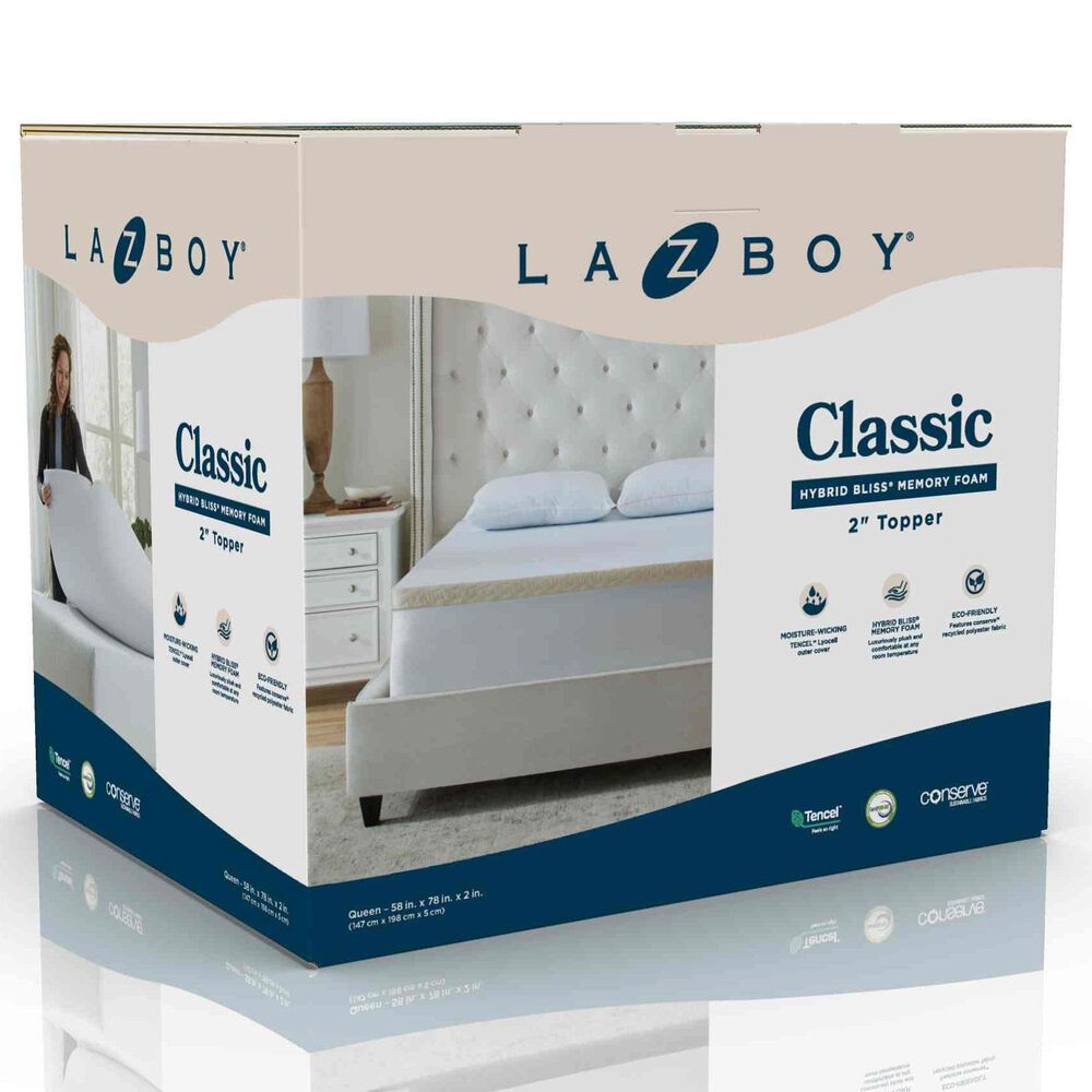 La-Z-Boy 2" Hybrid Bliss Memory Foam Twin Mattress Topper, , large