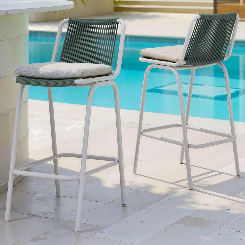 Zuo Modern Luft Patio Barstool in Beige and Green (Set of 2), , large