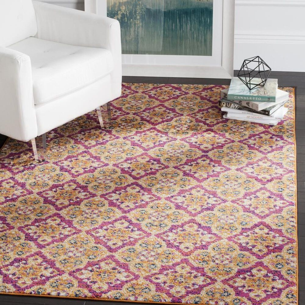 Safavieh Madison MAD605A 5&#39;1&quot; x 7&#39;6&quot; Fuchsia and Gold Area Rug, , large