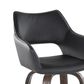 LumiSource Mustang 30" Swivel Bar Stool with Black Faux Leather Upholstery in Glazed Walnut and Black (Set of 2), , large