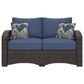 Ashley Windglow Patio Loveseat in Brown, , large