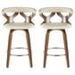 LumiSource Gardenia Swivel Fixed-Height Counter Stool with Cream Fabric Upholstery in Chrome and Walnut (Set of 2), , large