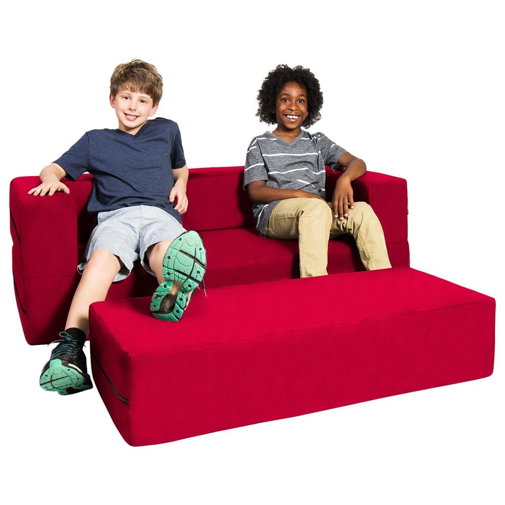 Jaxx Zipline Big Kids Modular Sofa &amp; Ottoman in Cherry, , large