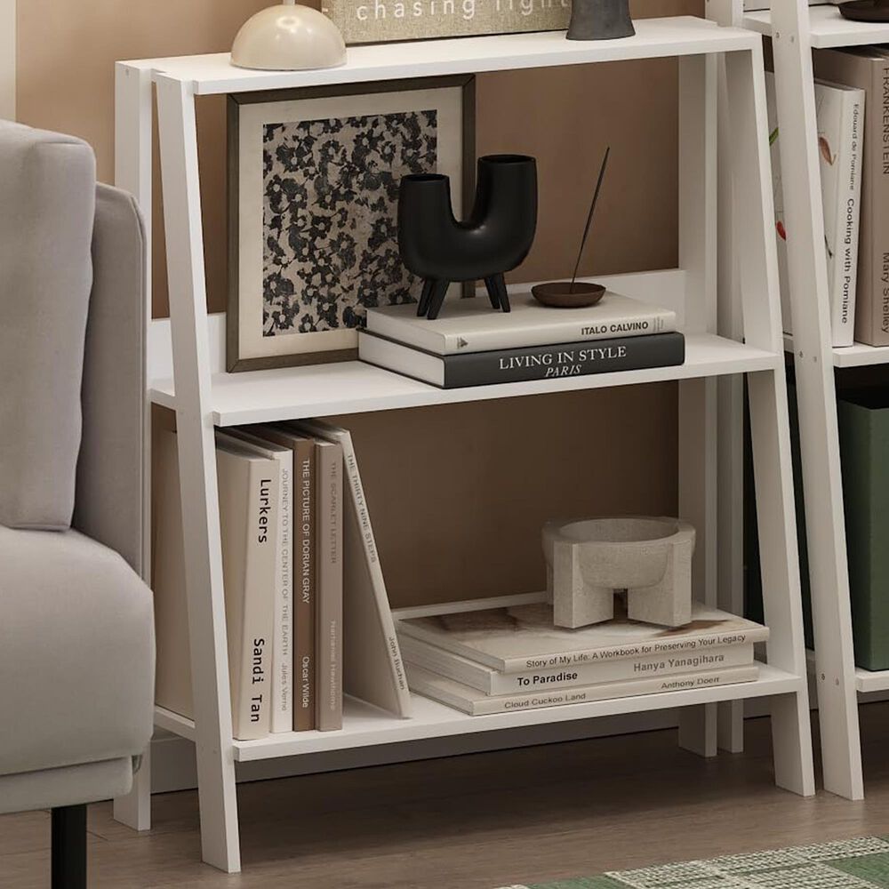 HOMLUX 3-Tier Ladder Display Bookshelf in White, , large