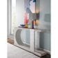 Artistica Metal Sereno Long Console Table in Misty White Gray Oak and Silver Leaf, , large