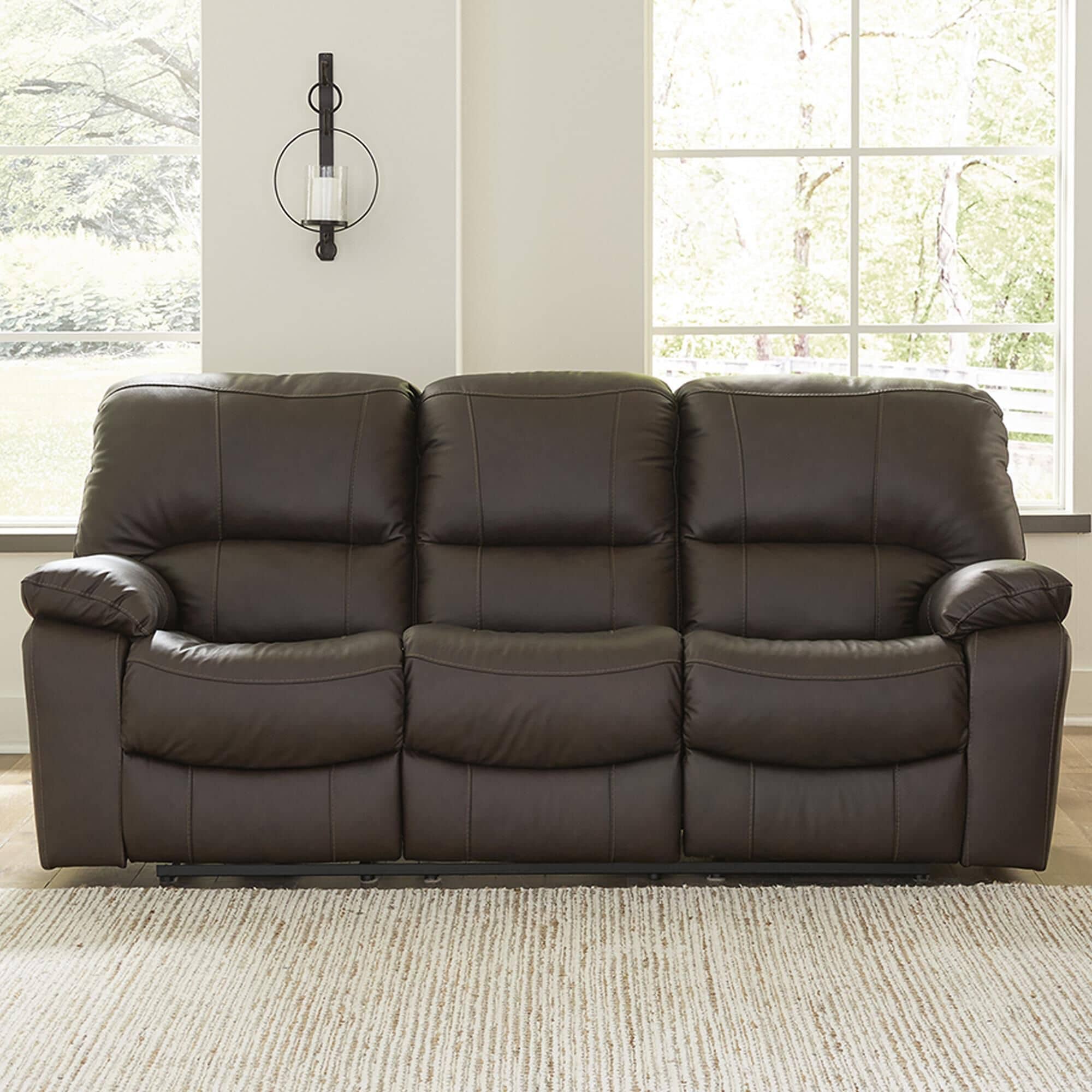 Signature Design by Ashley Leesworth Power Reclining Sofa in Dark Brown NFM