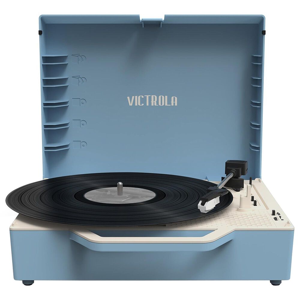 Victrola Re-Spin Sustainable Bluetooth Suitcase Record Player in Light Blue, , large