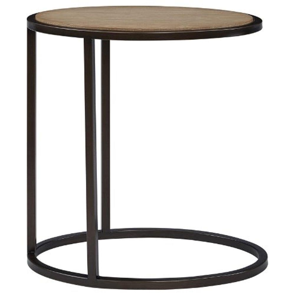 Bernards Furniture Trilogy Metal Wood Top Chairside Table in Toffee, , large