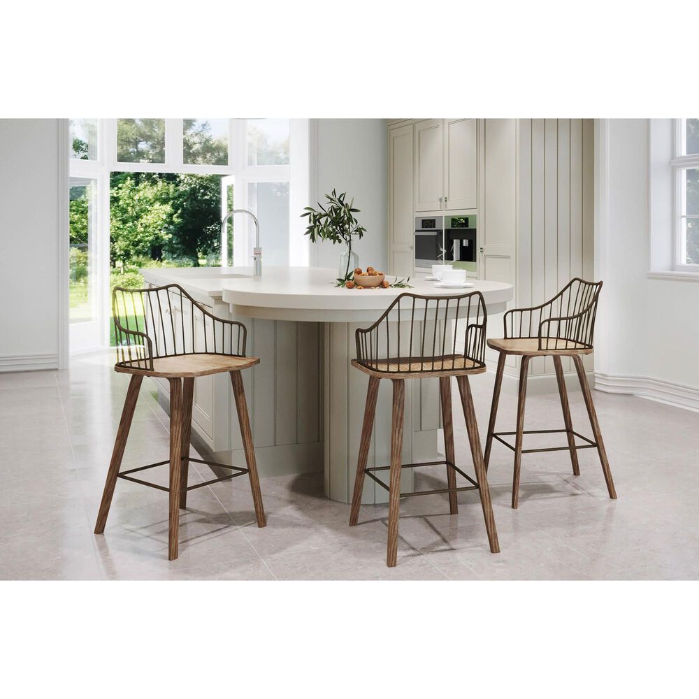 Hearth and Haven Winston Counter Stool in White Washed and Antique Copper, , large
