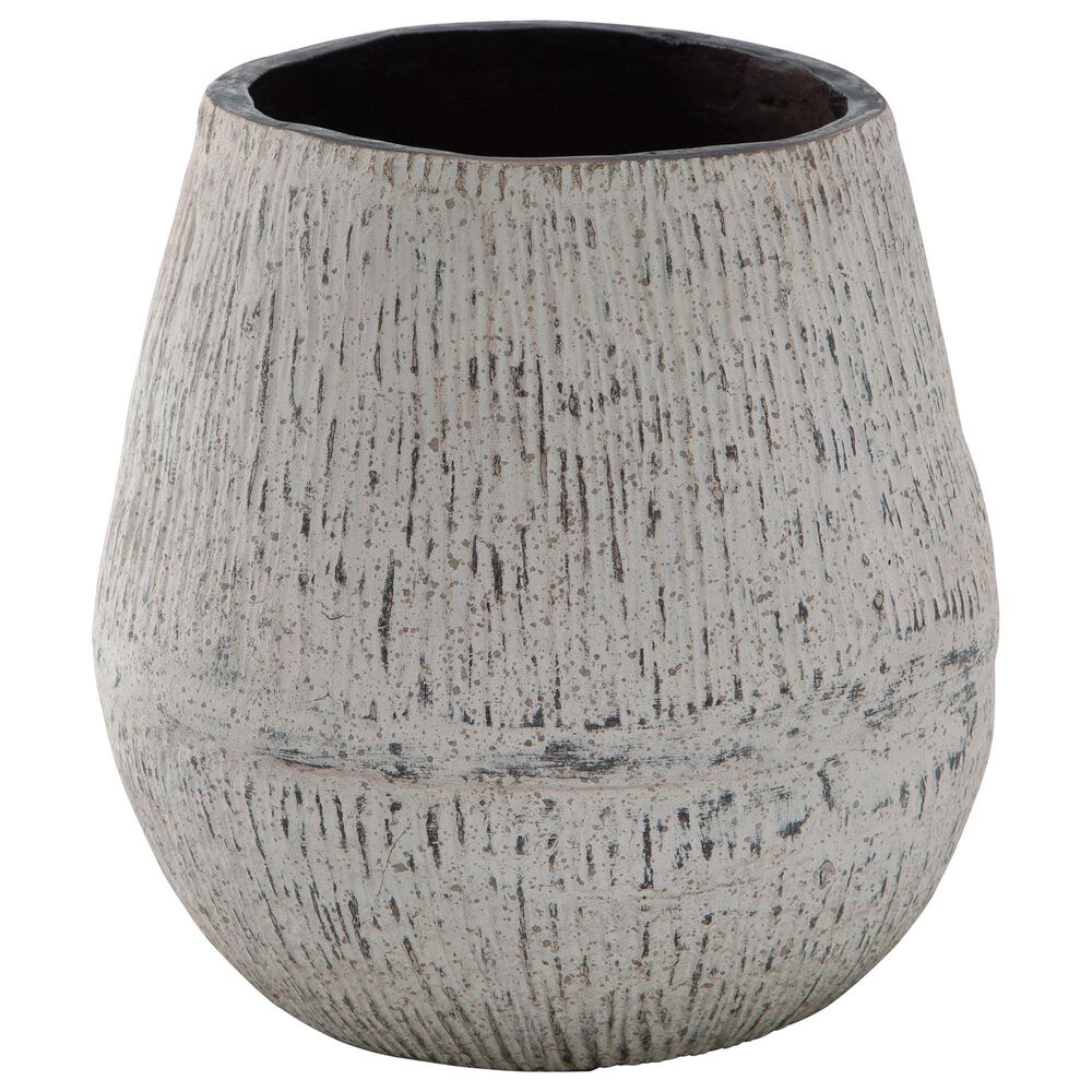 Ashley Claymount 8" Vase in Distressed White and Brown, , large