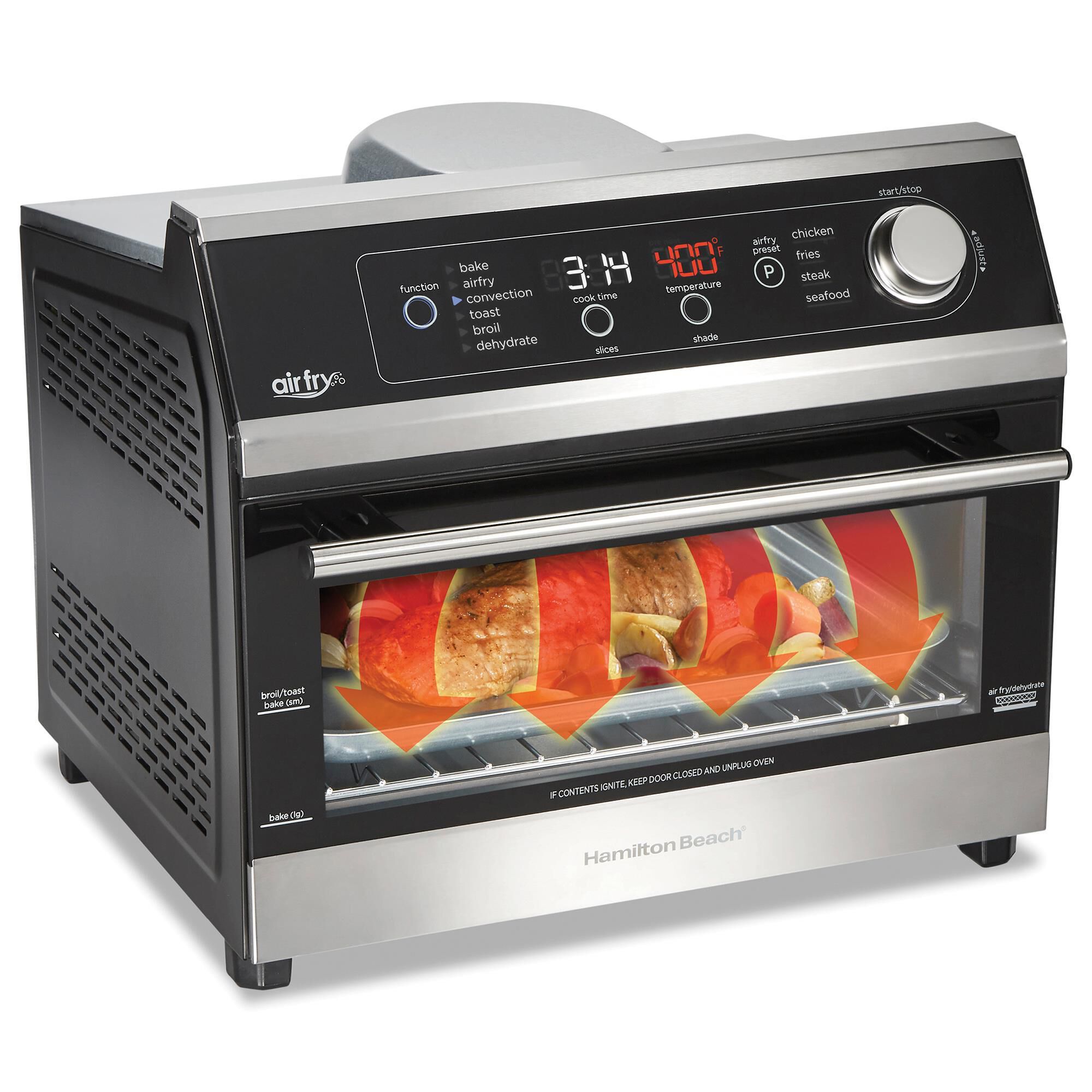 Hamilton Beach 6 Slice Digital Air Fryer Toaster Oven in Black and