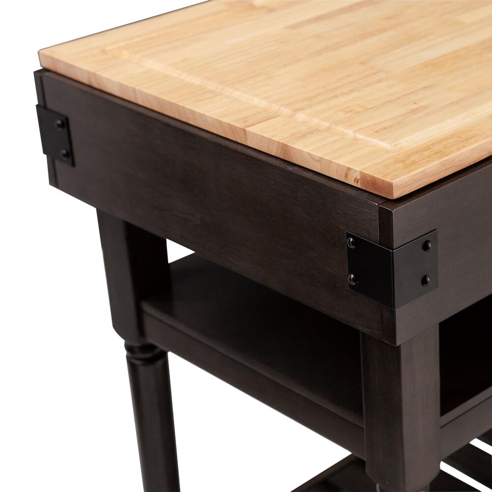 Southern Enterprises Waysmere Kitchen Island in Smoked Ash and Natural, , large