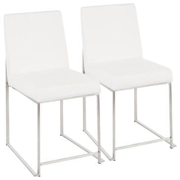Lumisource Fuji Side Chair with White Velvet Cushion in Brushed Stainless Steel (Set of 2), , large
