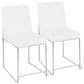 Lumisource Fuji Side Chair with White Velvet Cushion in Brushed Stainless Steel (Set of 2), , large