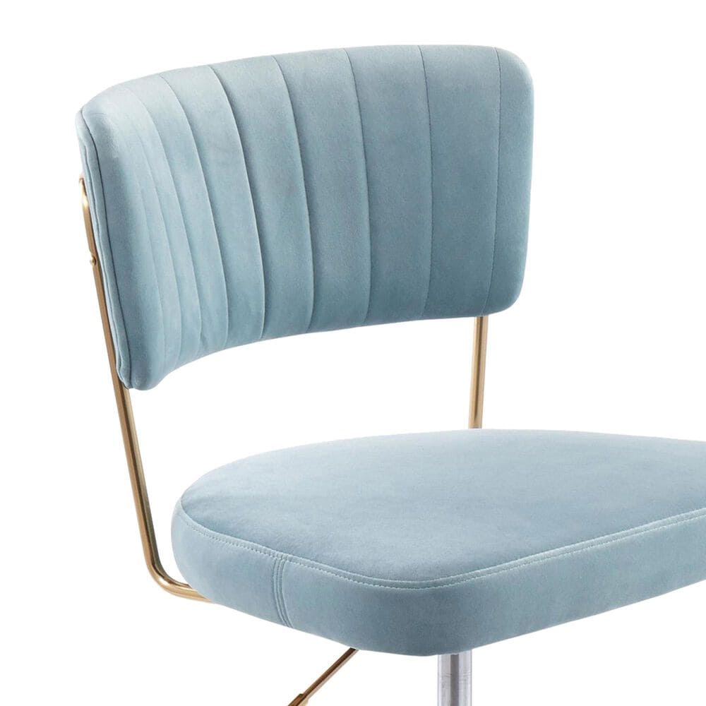 Lumisource Tania Task Chair with Light Blue Velvet Cushion in Gold, , large