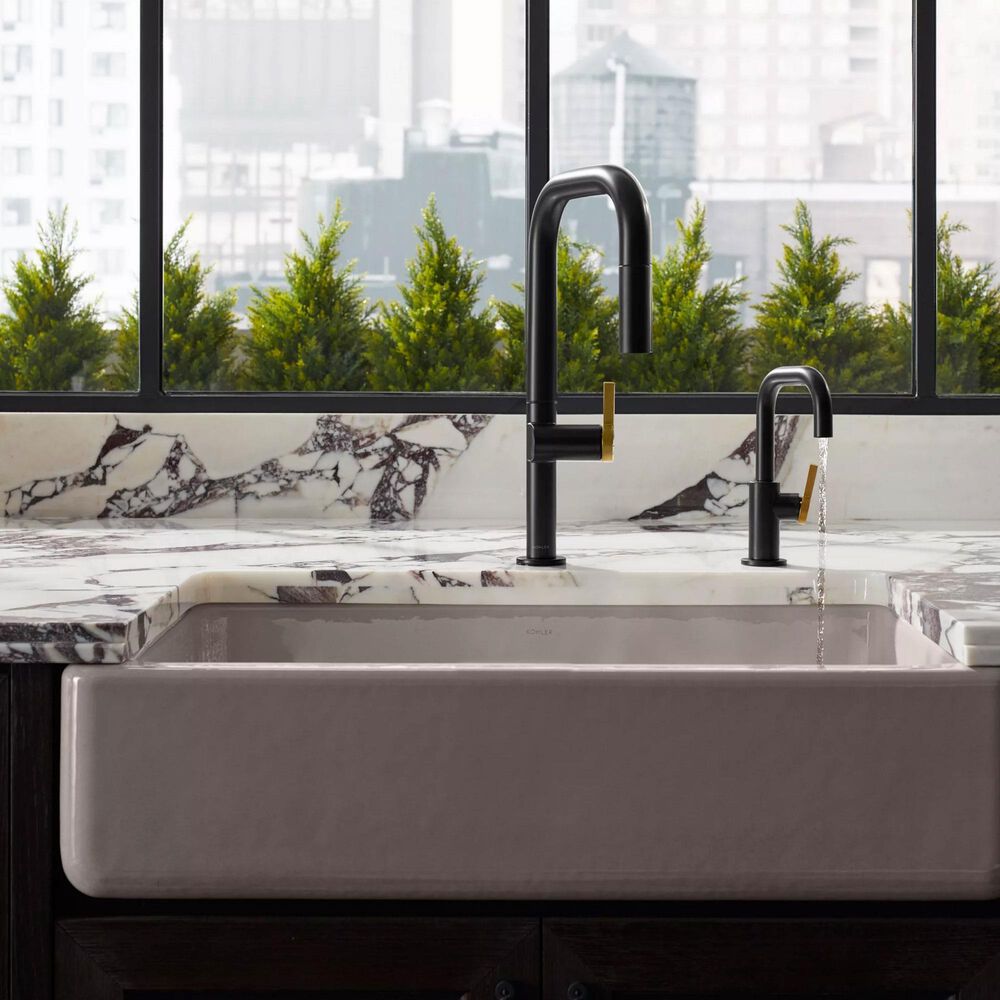 Kohler Whitehaven 35.75&quot; Single Bowl Farmhouse Kitchen Sink in Truffle, , large