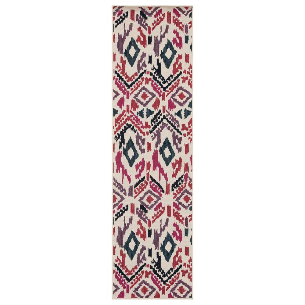 Kaleen Rugs Anther 2"2" x 7"10" Navy, Purple, Red, Pink, Ivory and Teal Indoor/Outdoor Runner, , large
