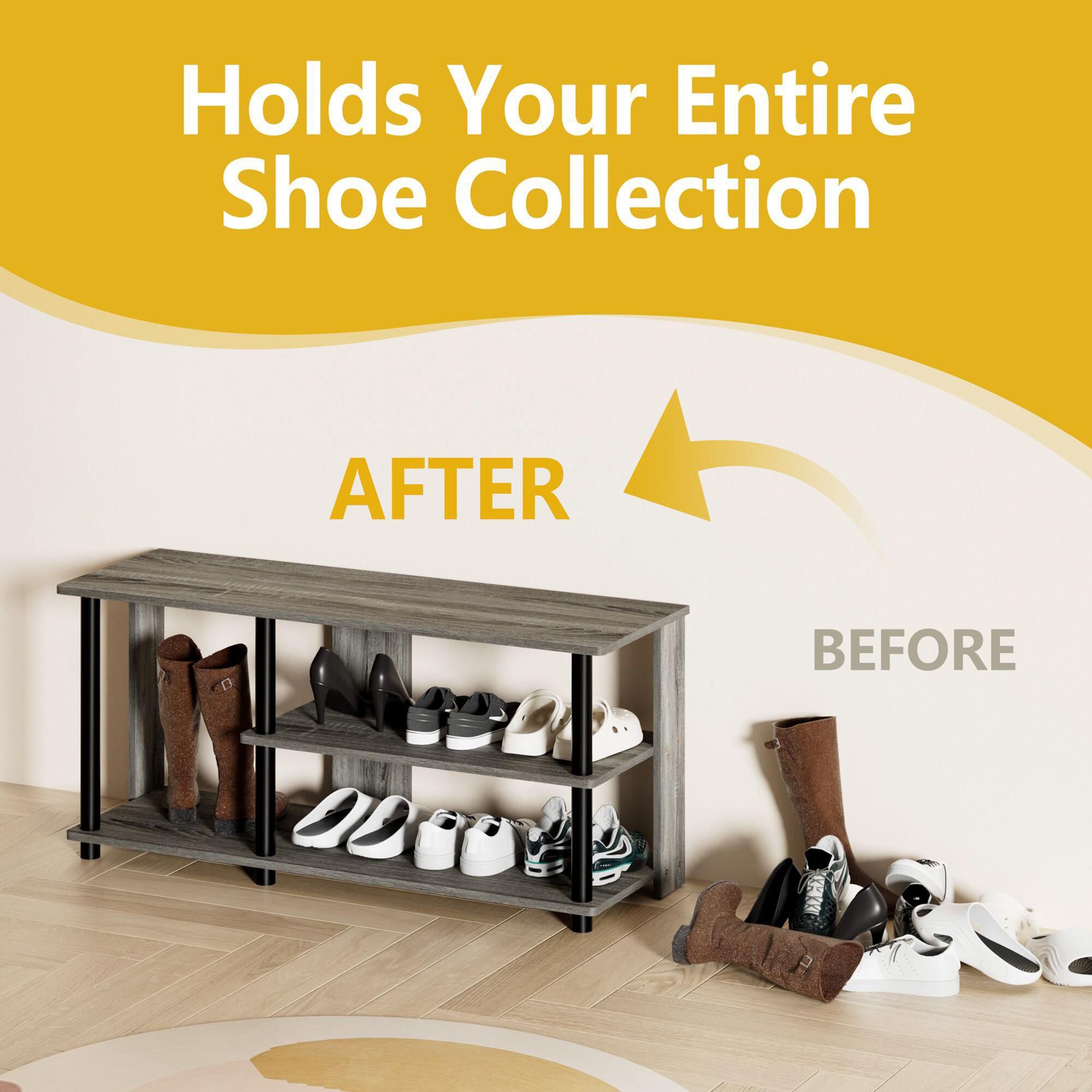 HOMLUX 3-Tier Shoe Rack in French Oak and Black
