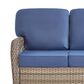 Hearth and Haven Outdoor Sofa with T-back Cushions and Gray Wicker in Blue, , large