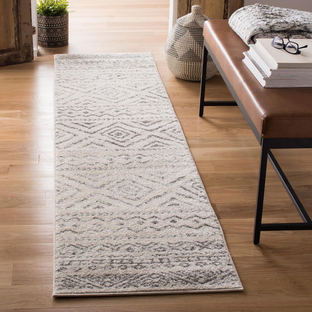 Safavieh Tulum TUL267A 2" x 11" Ivory and Grey Runner, , large