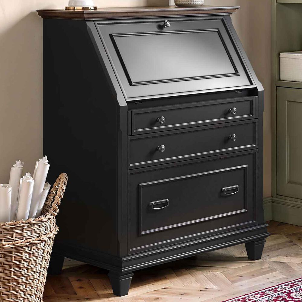 Wycliff Bay Hartford Secretary Desk in Black and Cherry, , large