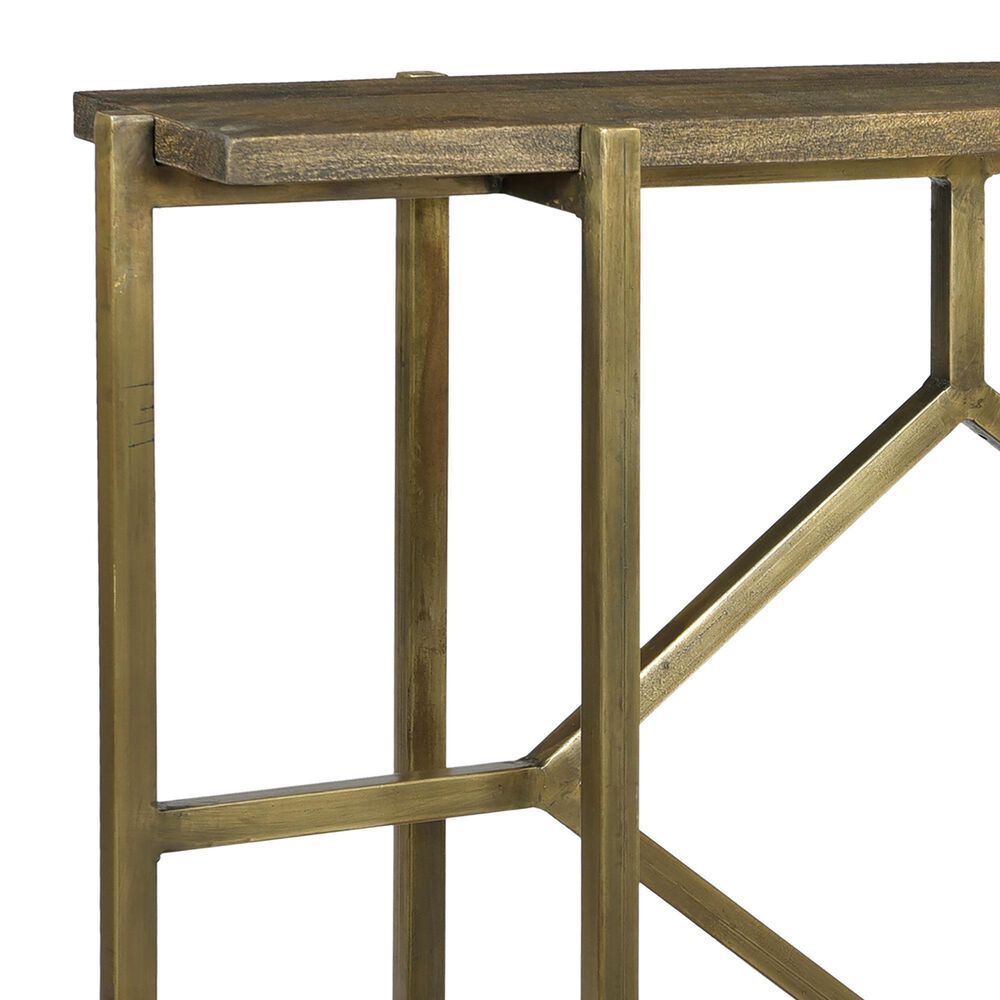 Crestview Collection Bengal Manor Iron Diamond Console in Light Brown and Antique Gold, , large