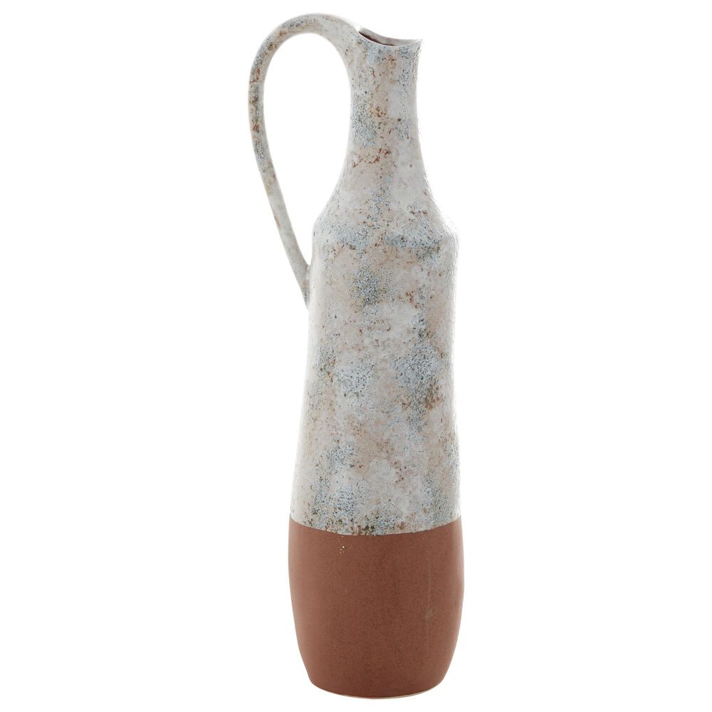 Maple and Jade 23" x 6" Farmhouse Vase in White and Rust Brown, , large
