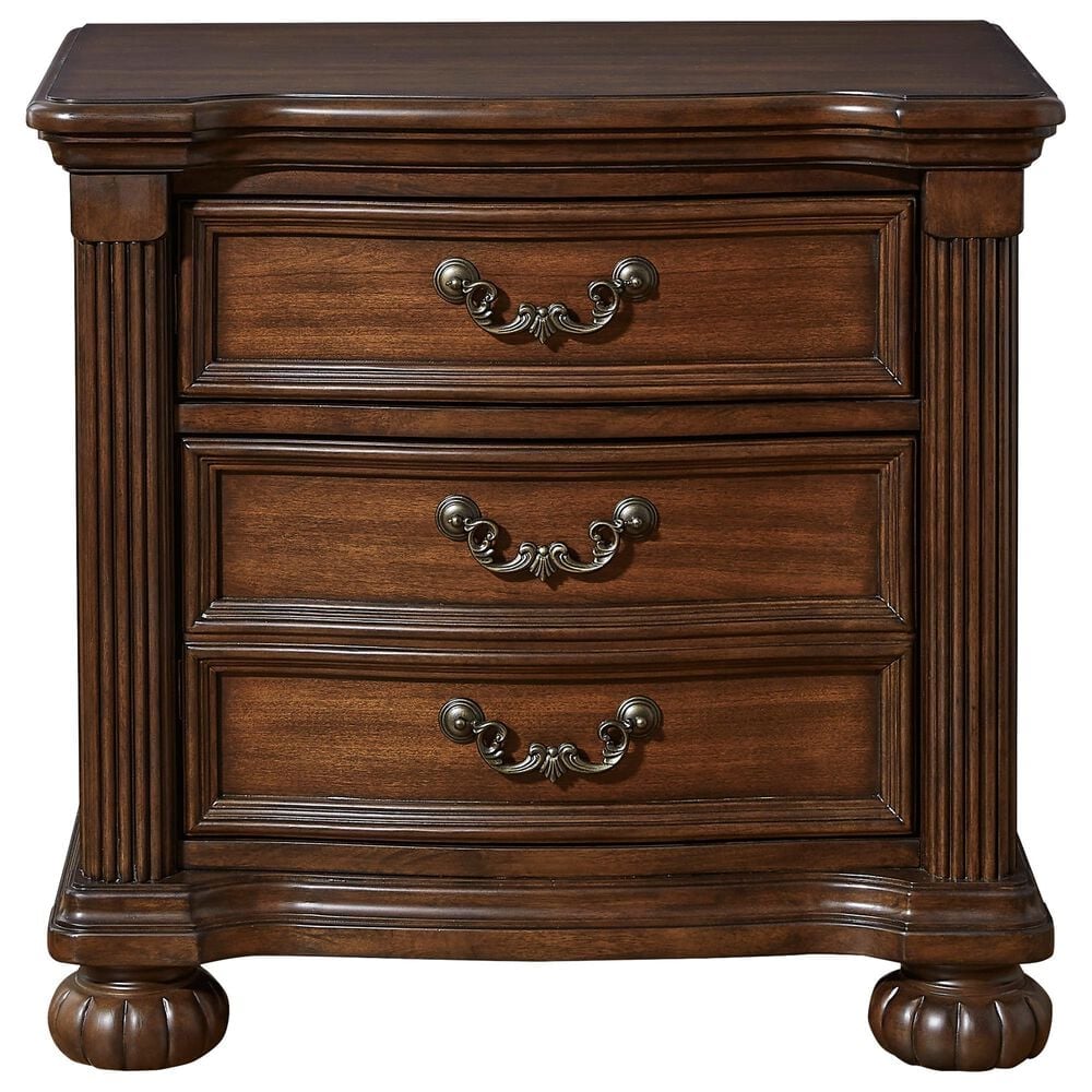 Ashley Lavinton 3-Drawer Nightstand in Cherry Brown, , large