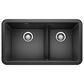 Blanco Ikon 33" Apron Double Bowl Farmhouse Sink with Low Divide in Anthracite, , large