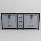 Lexora Home Ziva 80" Double Bathroom Vanity in Dark Grey with 2 cm White Cultured Marble Top and Rectangular Sinks, , large