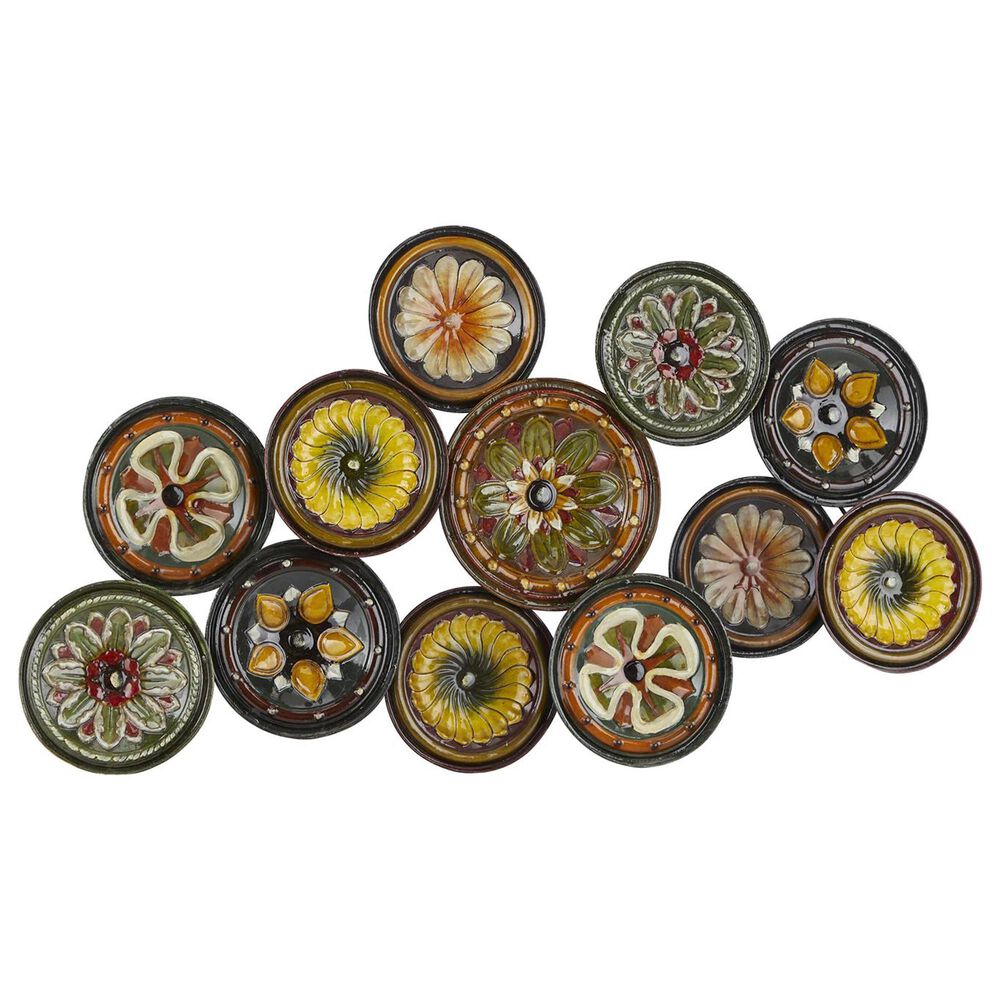 Maple and Jade 25&quot; x 46&quot; Spanish Inspired Floral Plate Wall Decor in Multicolor, , large