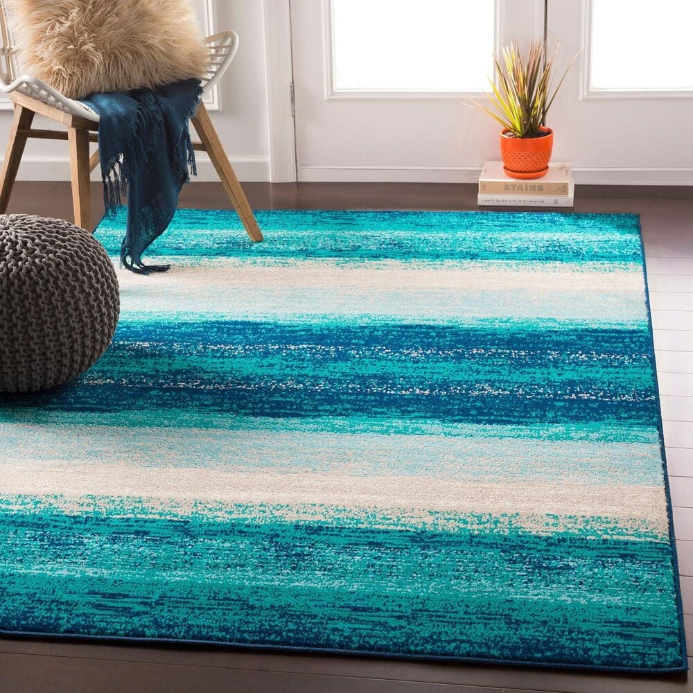 Surya Paramount 7&#39;10&quot; x 11&#39;2&quot; Teal, Aqua, Navy, Taupe and Cream Area Rug, , large