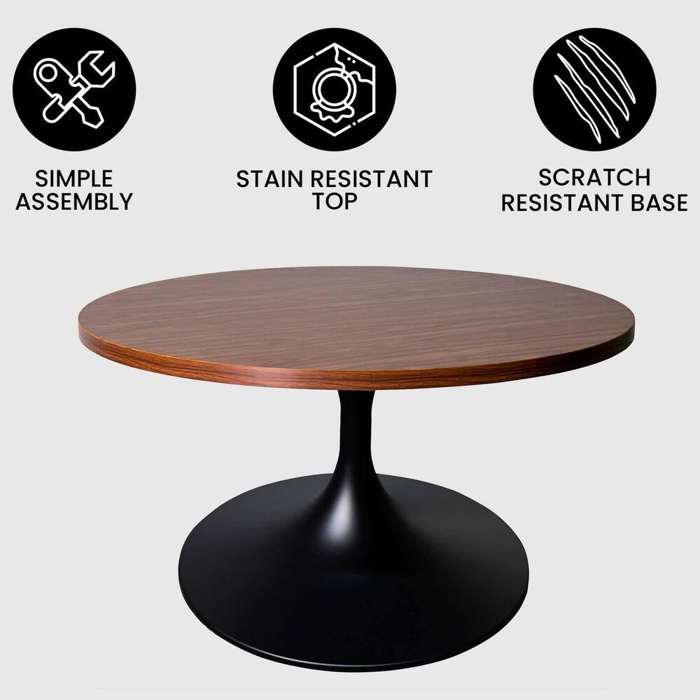 Leisuremod Verve 27&quot; Coffee Table with MDF Top in Black and Brown, , large