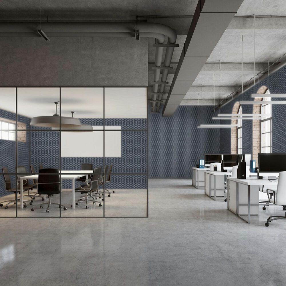 Emser Savvy Navy 2" Hexagon on 11" x 12" Glazed Porcelain Mosaic Sheet, , large