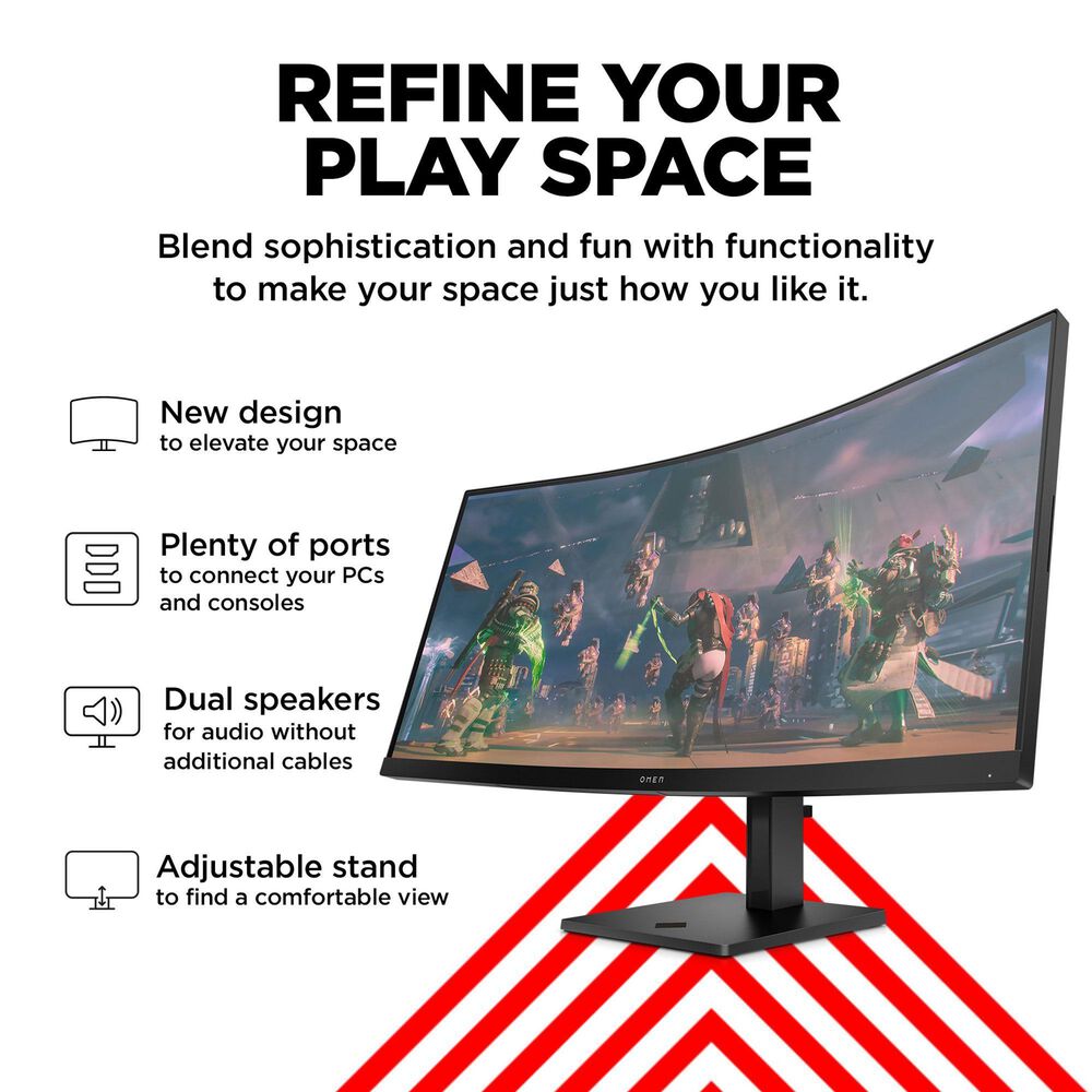 HP 34&quot; WQHD 165Hz Curved Gaming Monitor in Black, , large