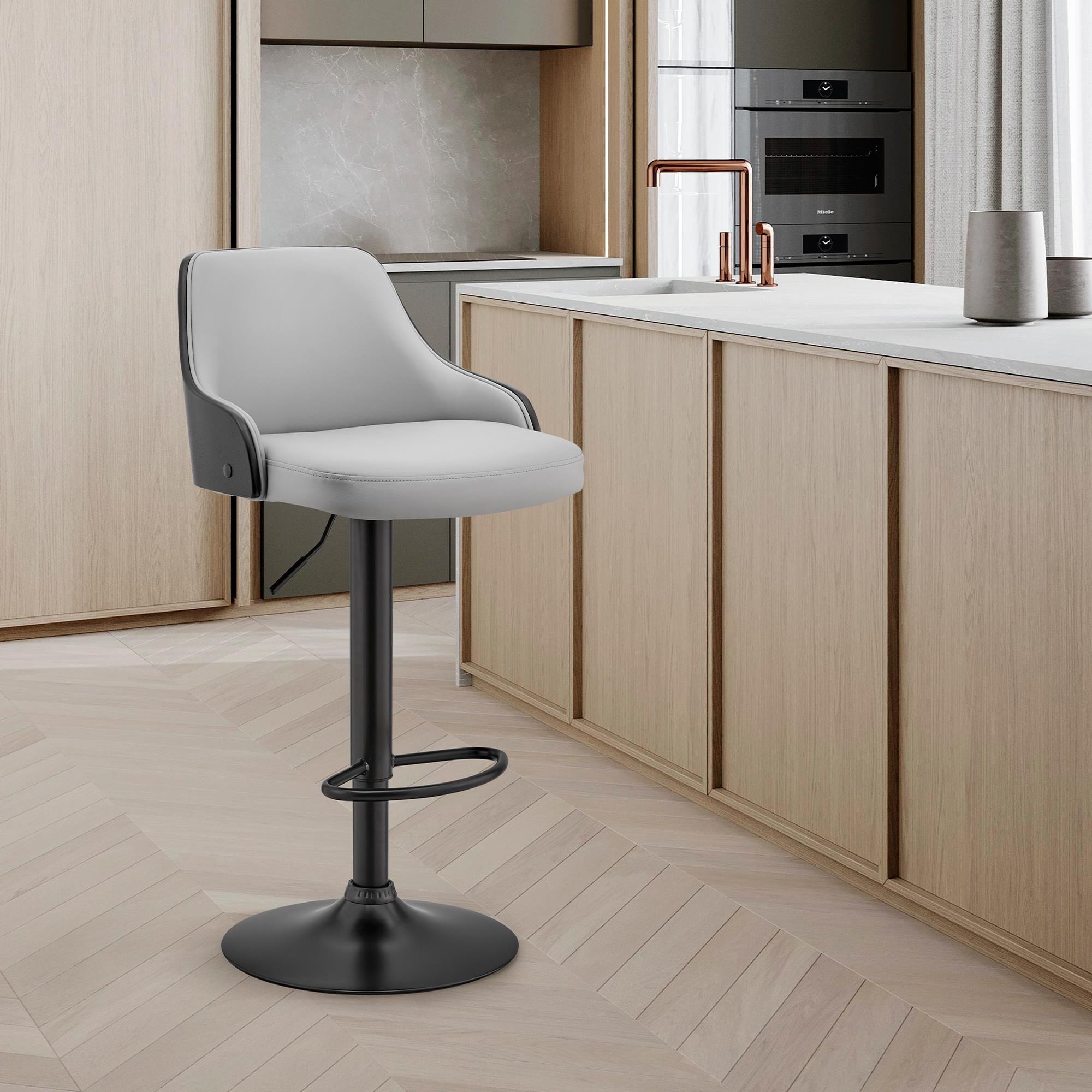 Armen Living Asher Adjustable Barstool in Gray and Black NFM