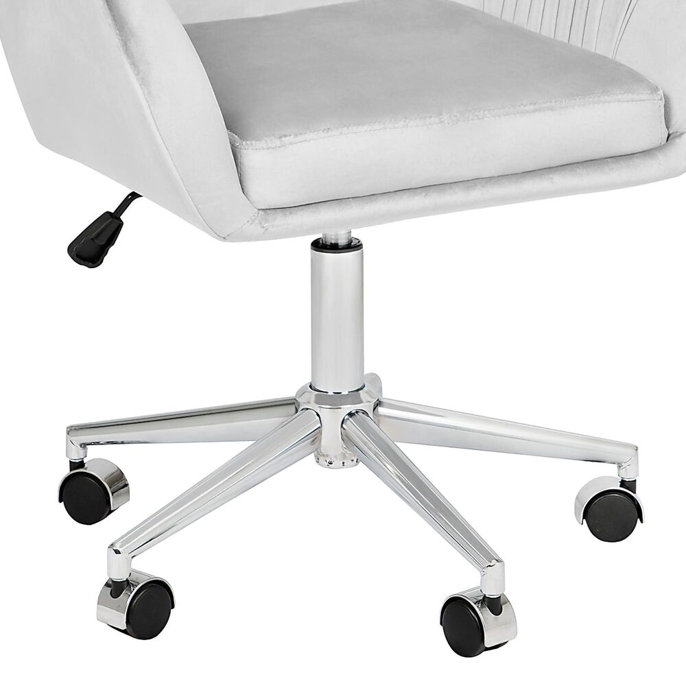 Impressions Vanity Kelly Swivel Vanity Chair with Cool Grey Cushion in Matte Silver, , large