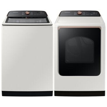 Samsung 5.5 Cu. Ft. Extra-Large Capacity Smart Top Load Washer with Auto Dispense System and 7.4 Cu. Ft. Smart Gas Dryer with Steam Sanitize+ in Ivory, , large