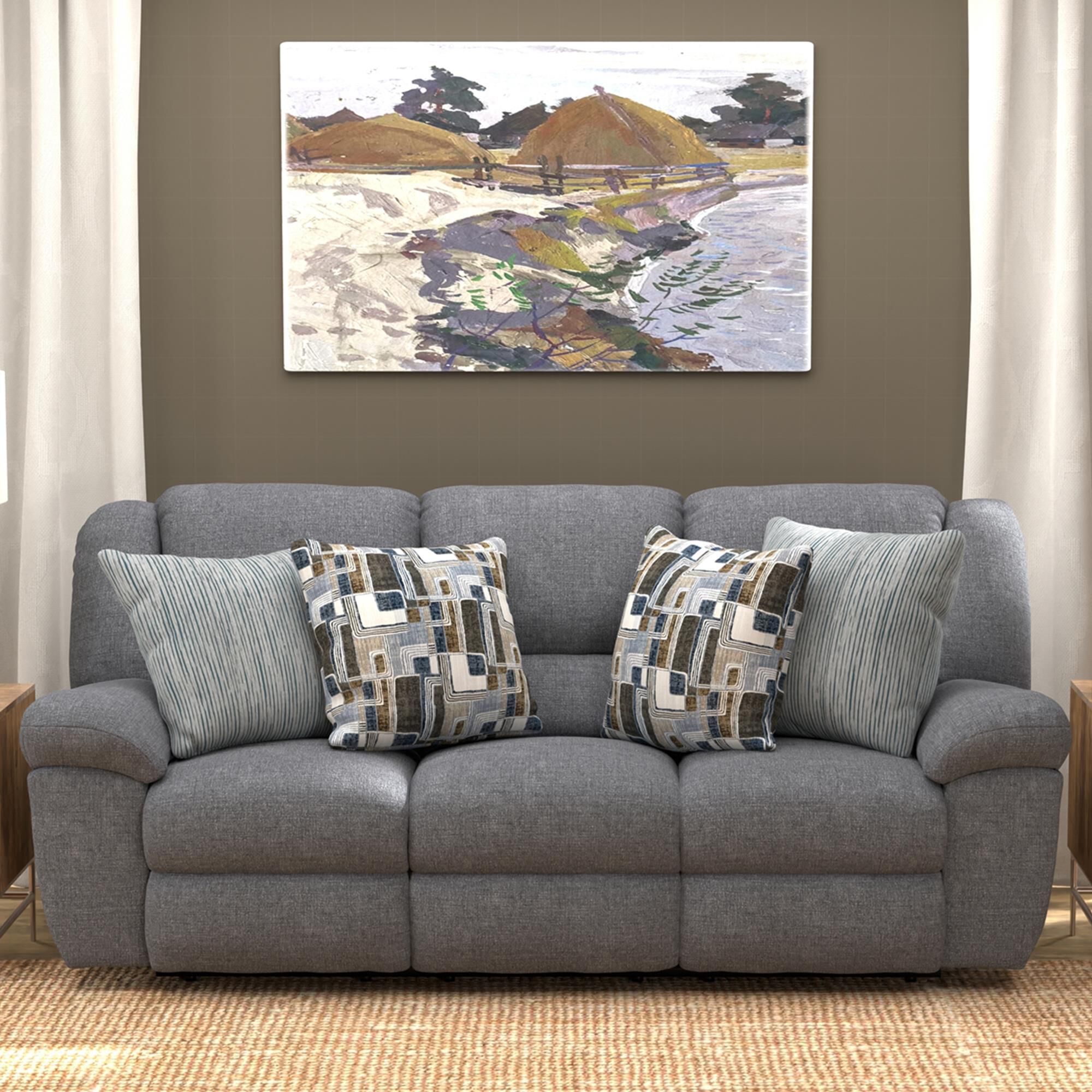 Catnapper Trifecta Power Reclining Sofa with Drop Down Table in Smoke