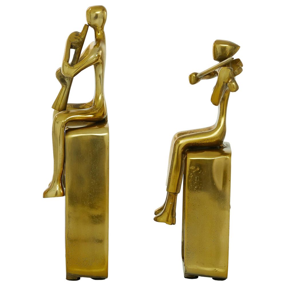 Maple and Jade 14&quot; Musician Sculpture in Gold &#40;Set of 2&#41;, , large