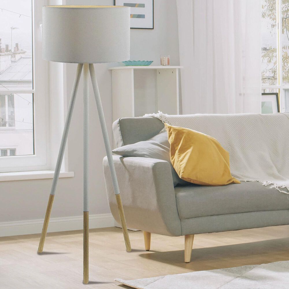 Adesso Louise Floor Lamp in White and Natural, , large