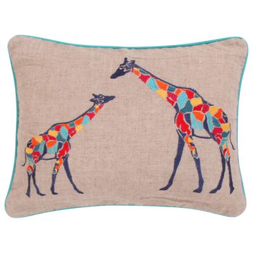 Levtex Mackenzie 14" x 18" Giraffes Burlap Lumbar Throw Pillow in Natural, Bright Blue and Multicolor, , large
