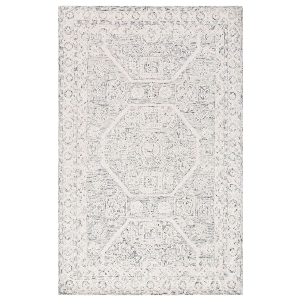 Safavieh Micro-Loop Oriental 5" x 8" Charcoal and Ivory Area Rug, , large