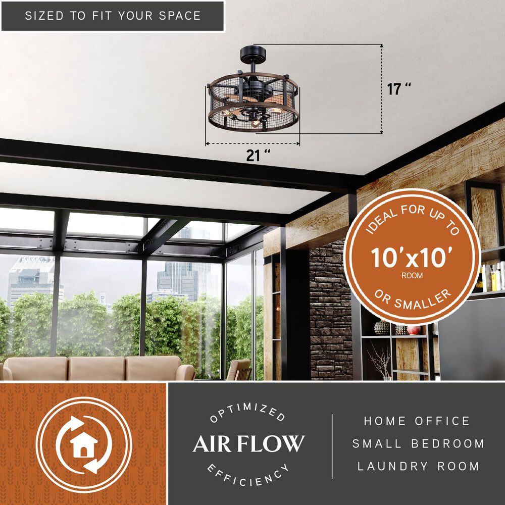 Vaxcel Humboldt 21" LED Ceiling Fan in Oil Rubbed Bronze and Burnished Teak, , large