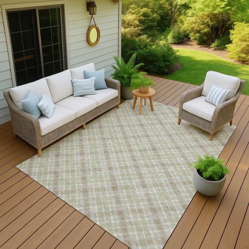 Dalyn Rug Company Soft Essentials Plaid Celery 10' x 14' Indoor/Outdoor Area Rug, , large