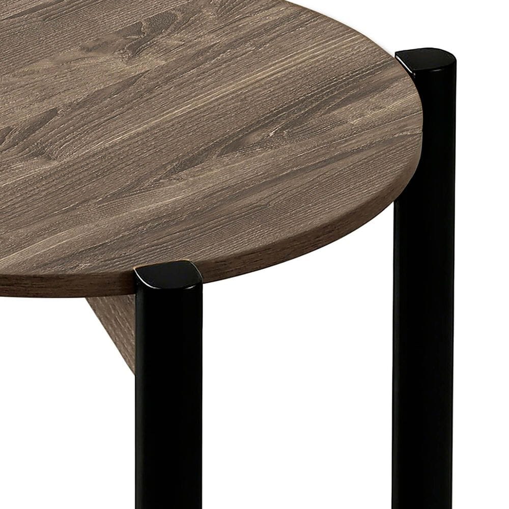 Furniture of America Elovier End Table with Open Shelf in Dark Gray and Black, , large